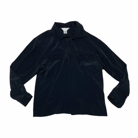 SUSAN Hutton Petite Black Button Down L/S Blouse - Picture 5 of 12